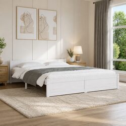 White Solid Pine Wooden Bed Frame 150x200 cm