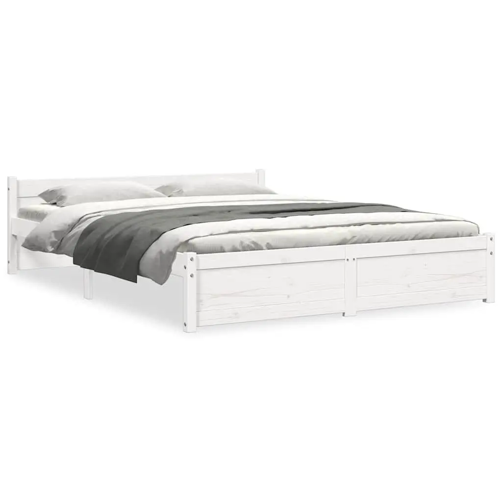 White Solid Pine Wooden Bed Frame 150x200 cm