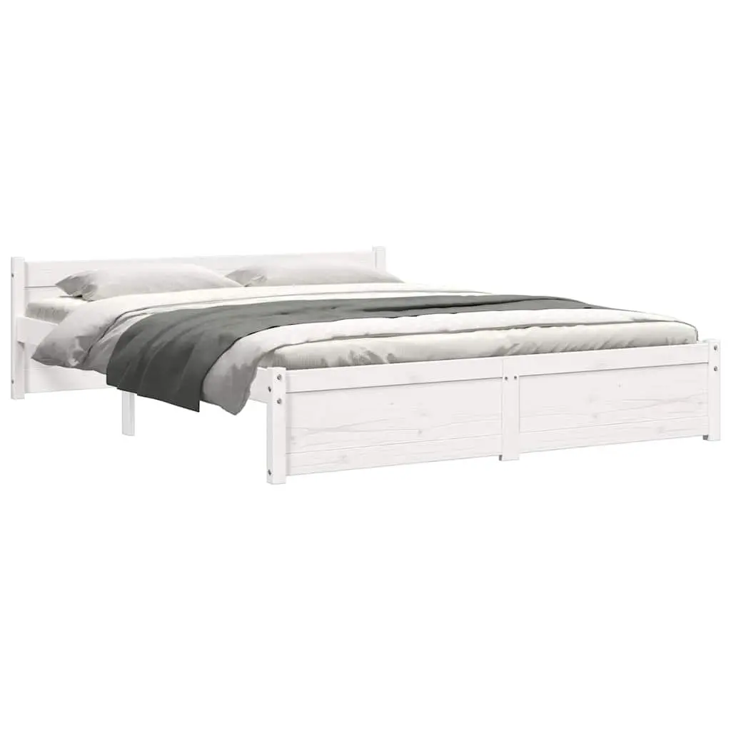 White Solid Pine Wooden Bed Frame 150x200 cm
