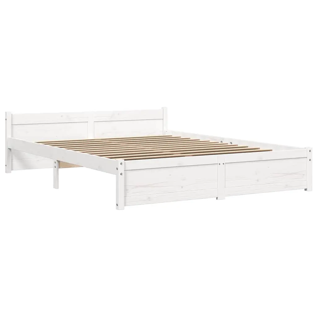 White Solid Pine Wooden Bed Frame 150x200 cm