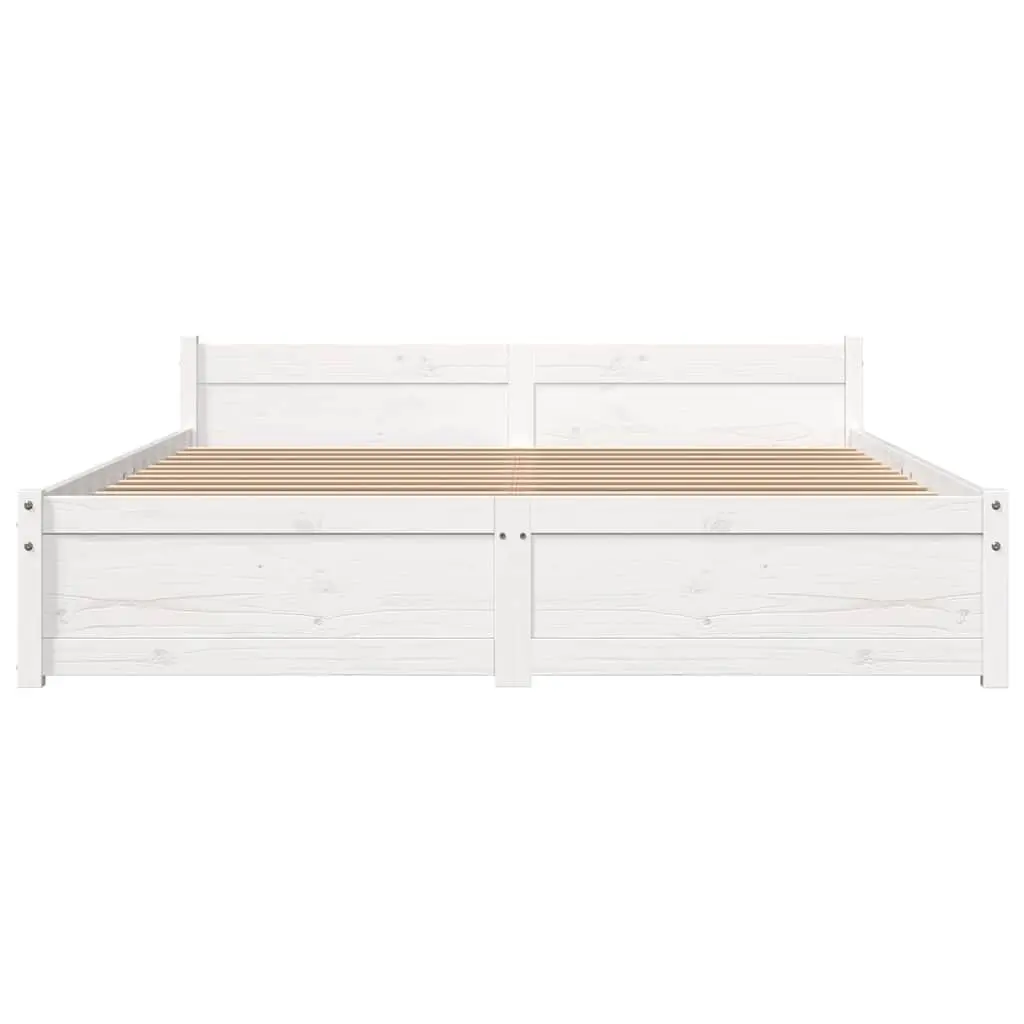 White Solid Pine Wooden Bed Frame 150x200 cm