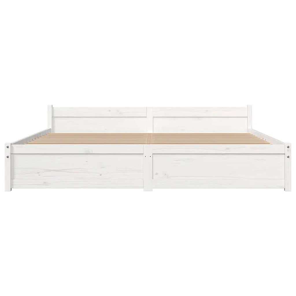 White Solid Wood King Bed Frame 183x203cm