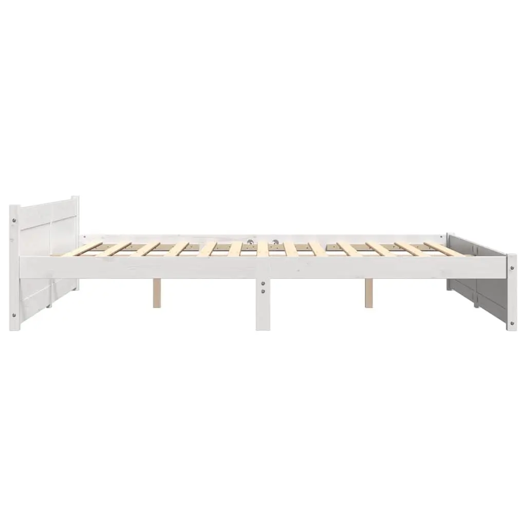 White Solid Wood King Bed Frame 183x203cm