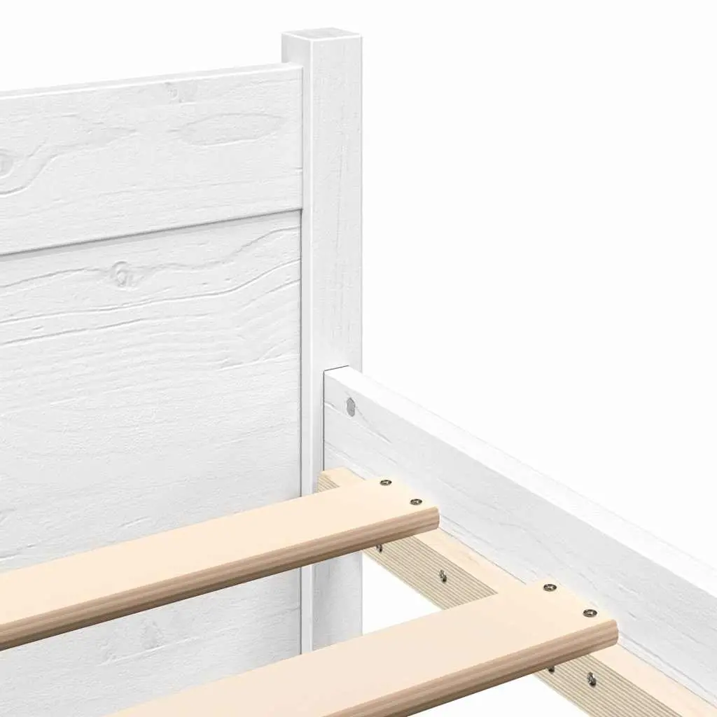 White Solid Wood King Bed Frame 183x203cm