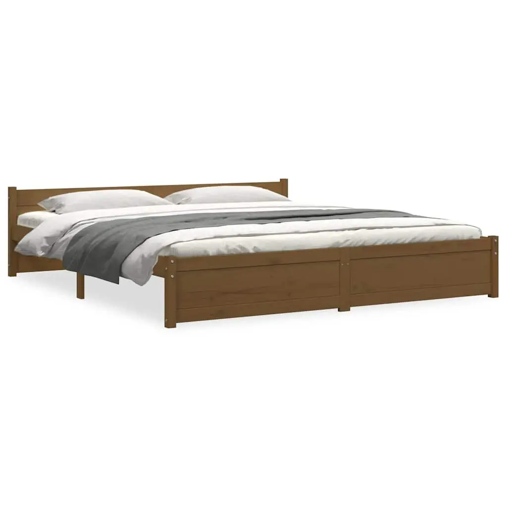Solid Wood King Bed Frame 183x203cm Honey Brown