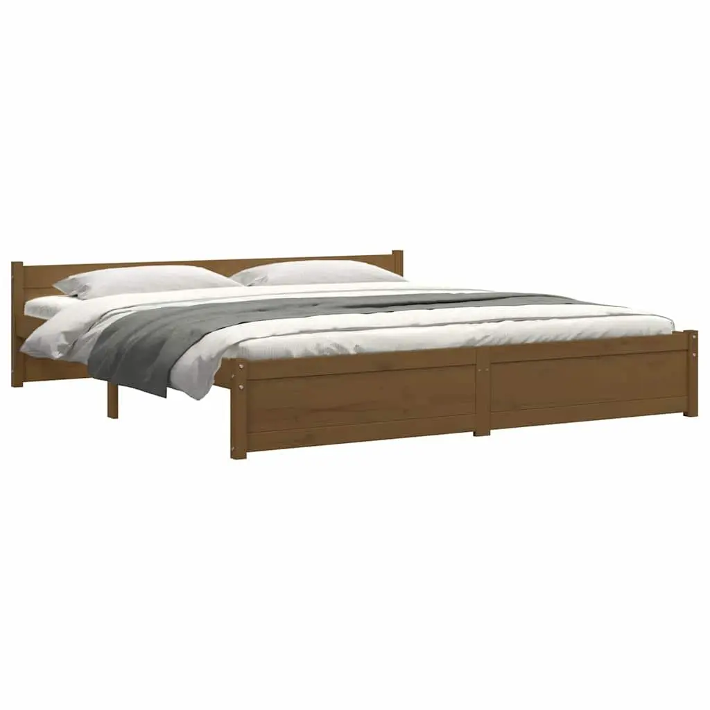 Solid Wood King Bed Frame 183x203cm Honey Brown