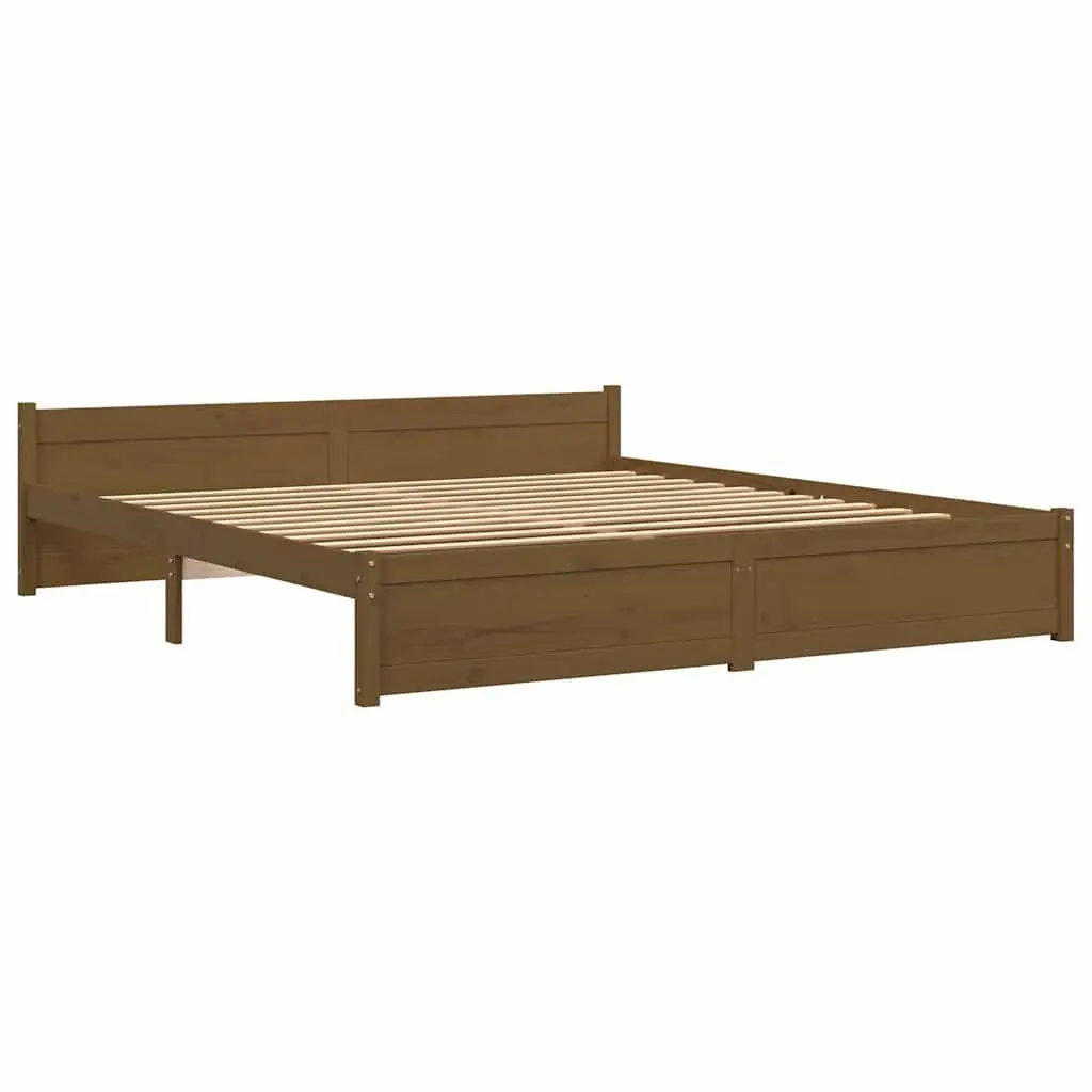 Solid Wood King Bed Frame 183x203cm Honey Brown