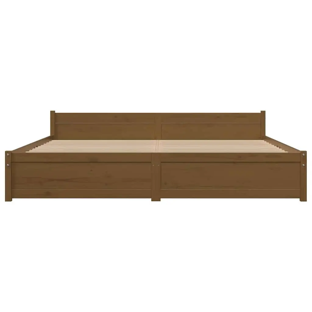 Solid Wood King Bed Frame 183x203cm Honey Brown