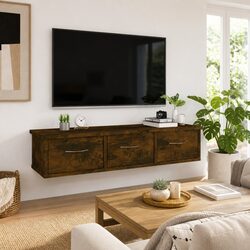 Floating Wall Cabinet with 3 Drawers for Home Storage