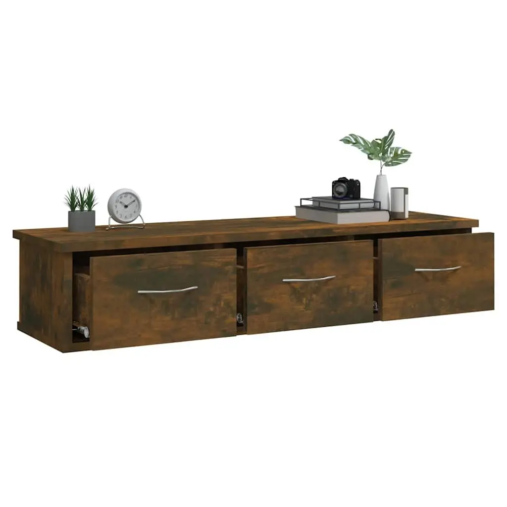 Floating Wall Cabinet with 3 Drawers for Home Storage
