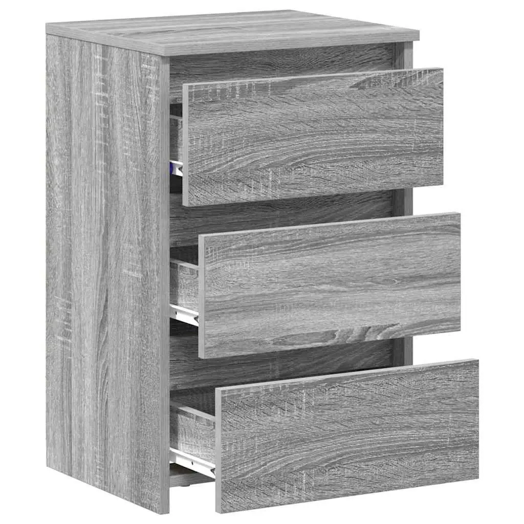Bedside Tables 2pcs Grey Sonoma Bed Cabinets Nightstands Engineered Wood 3