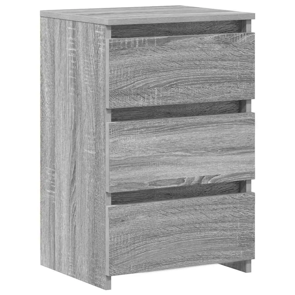 Bedside Tables 2pcs Grey Sonoma Bed Cabinets Nightstands Engineered Wood 3