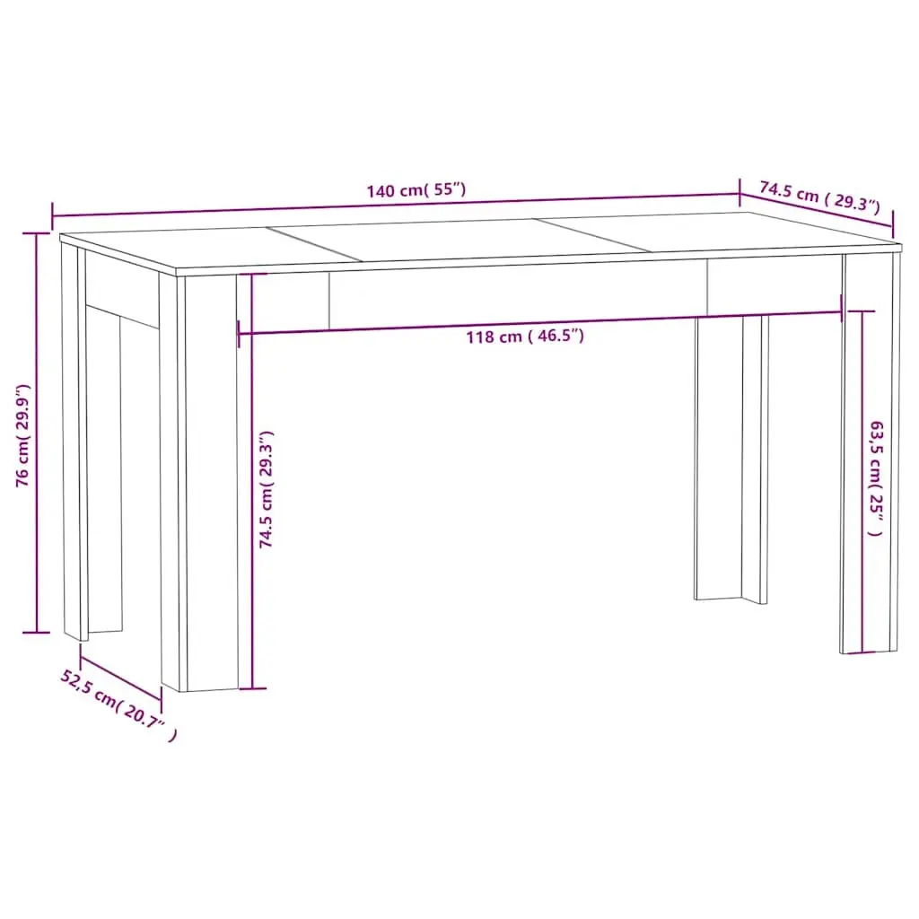 Smoked Oak Dining Table 140cm Modern Kitchen Furniture
