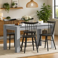 Grey Engineered Wood Dining Table for Comfortable Spaces