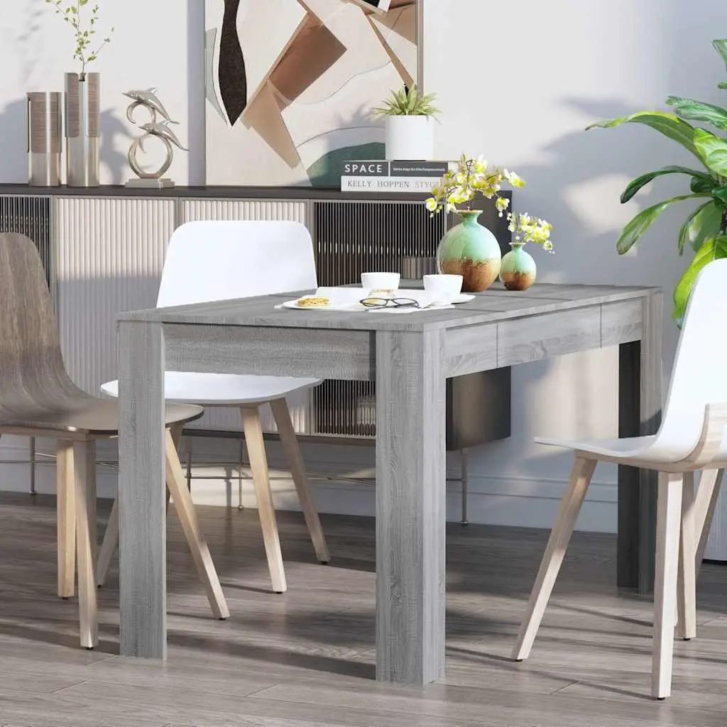 Dining Table Grey Engineered Wood Kitchen Room Furniture Modern Design