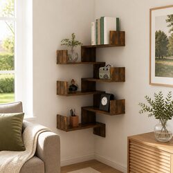 Brown Wall Corner Shelves Set of 2 for Cozy Living Spaces