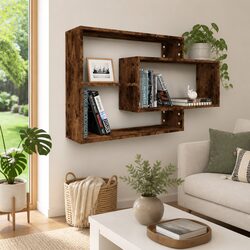 Brown Wall Shelf with 3 Open Compartments
