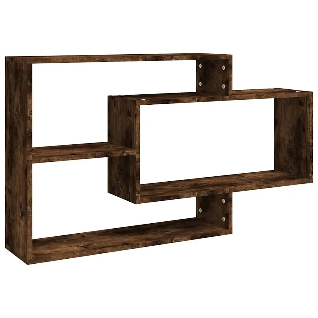 Engineered Wood Wall Shelf Brown Open Storage Display 3 Compartments