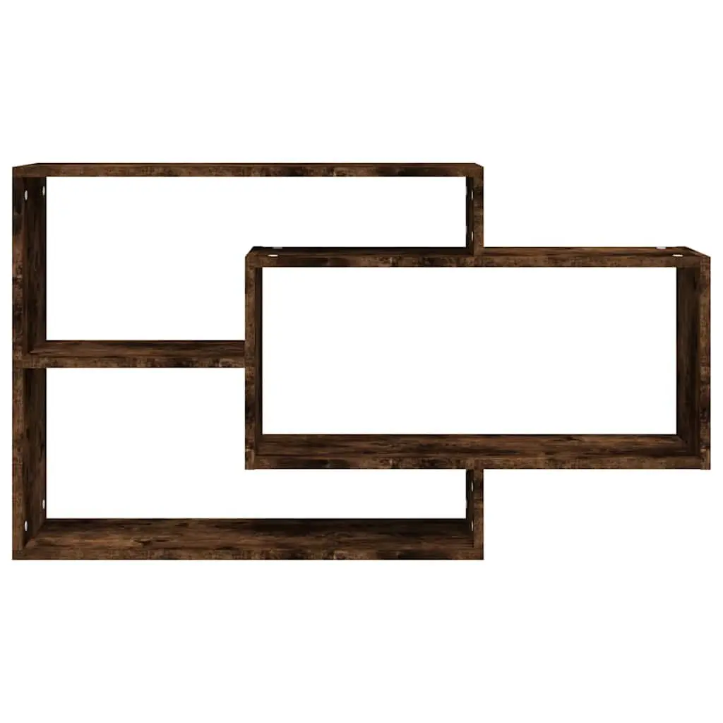 Engineered Wood Wall Shelf Brown Open Storage Display 3 Compartments