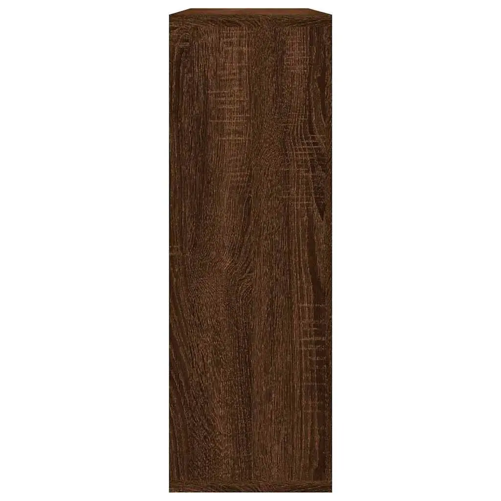 Wall Shelf Brown Oak 3 Compartments Engineered Wood Floating Storage Display Unit