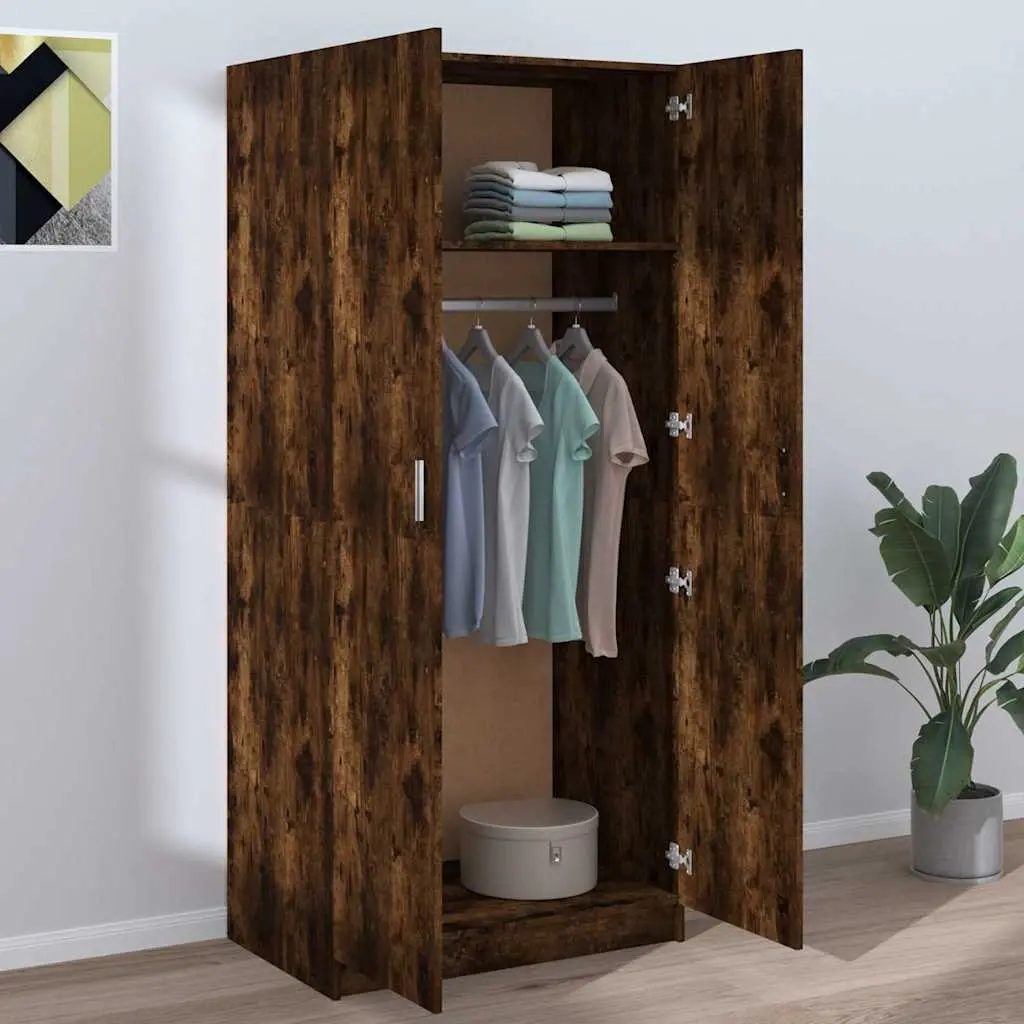 Smoked Oak Wardrobe Cupboard 80x52x180 cm