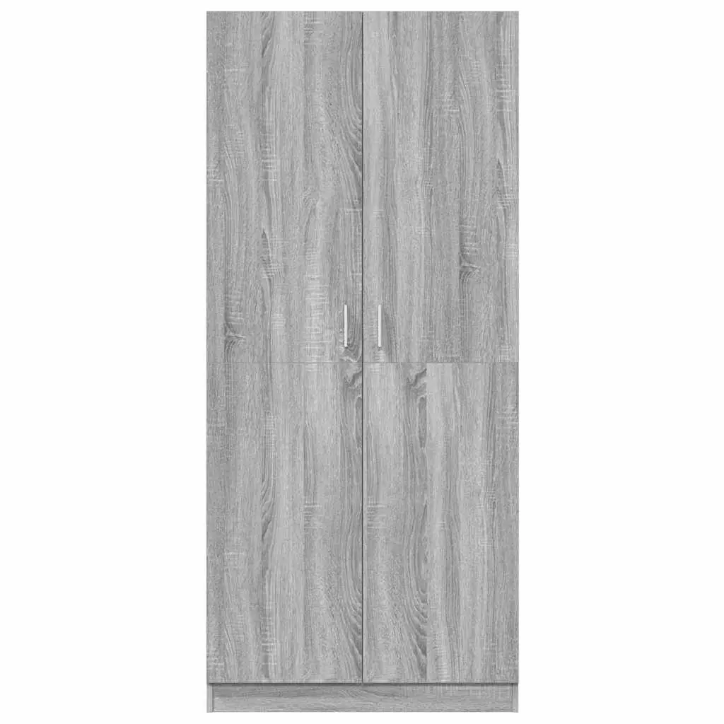 Wardrobe Grey Sonoma 80x52x180 cm Engineered Wood Storage Cabinet with Hanging Rod and Doors