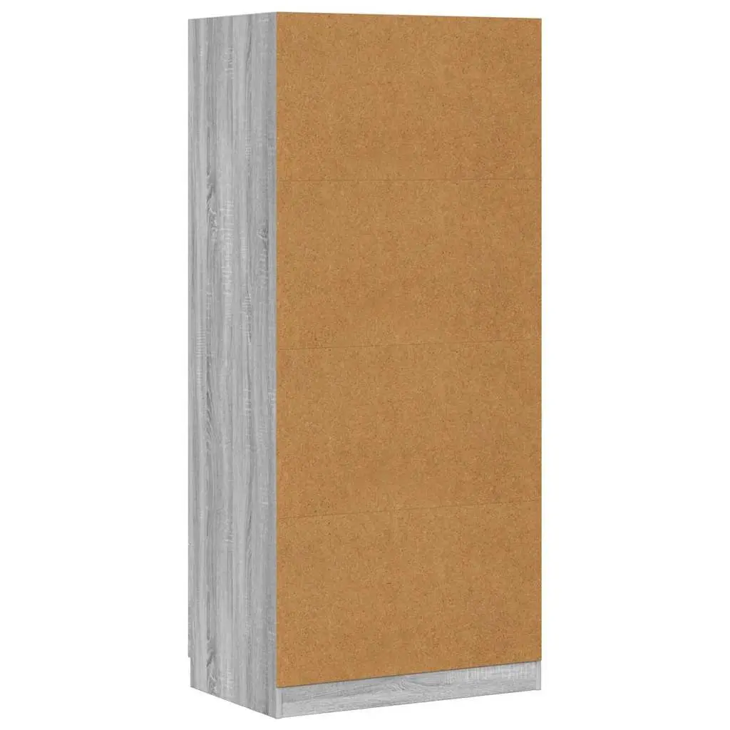 Wardrobe Grey Sonoma 80x52x180 cm Engineered Wood Storage Cabinet with Hanging Rod and Doors
