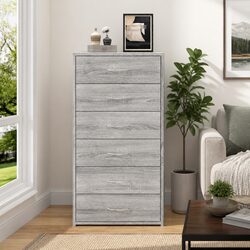 Grey Sideboard with 6 Drawers for Stylish Storage
