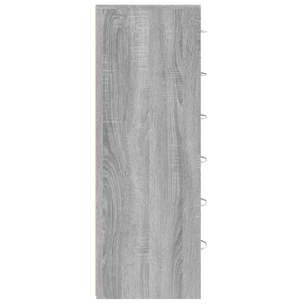 Sideboard Grey 6 Drawer Storage Cabinet Engineered Wood Furniture