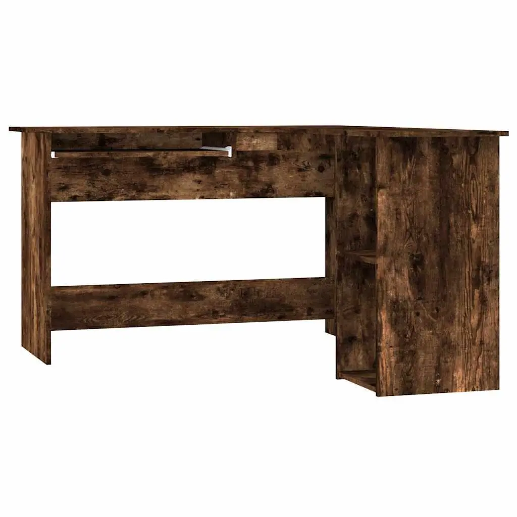 L-Shaped Corner Desk Modern Office Workstation Engineered Wood Brown Study Table