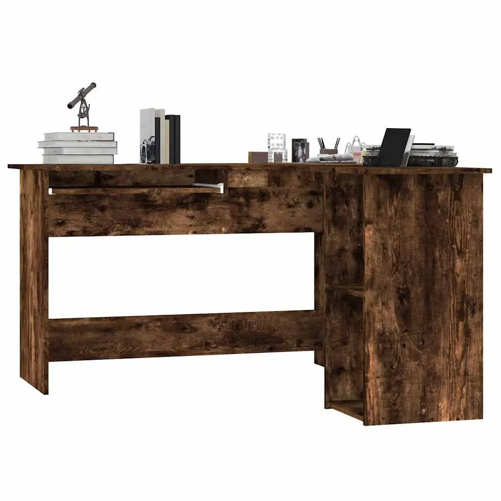 L-Shaped Corner Desk Modern Office Workstation Engineered Wood Brown Study Table