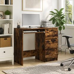 Stylish Brown Engineered Wood Office Desk with Storage