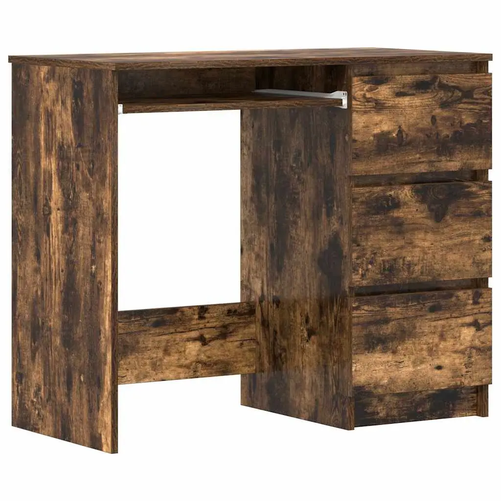 Brown Engineered Wood Office Desk with Storage