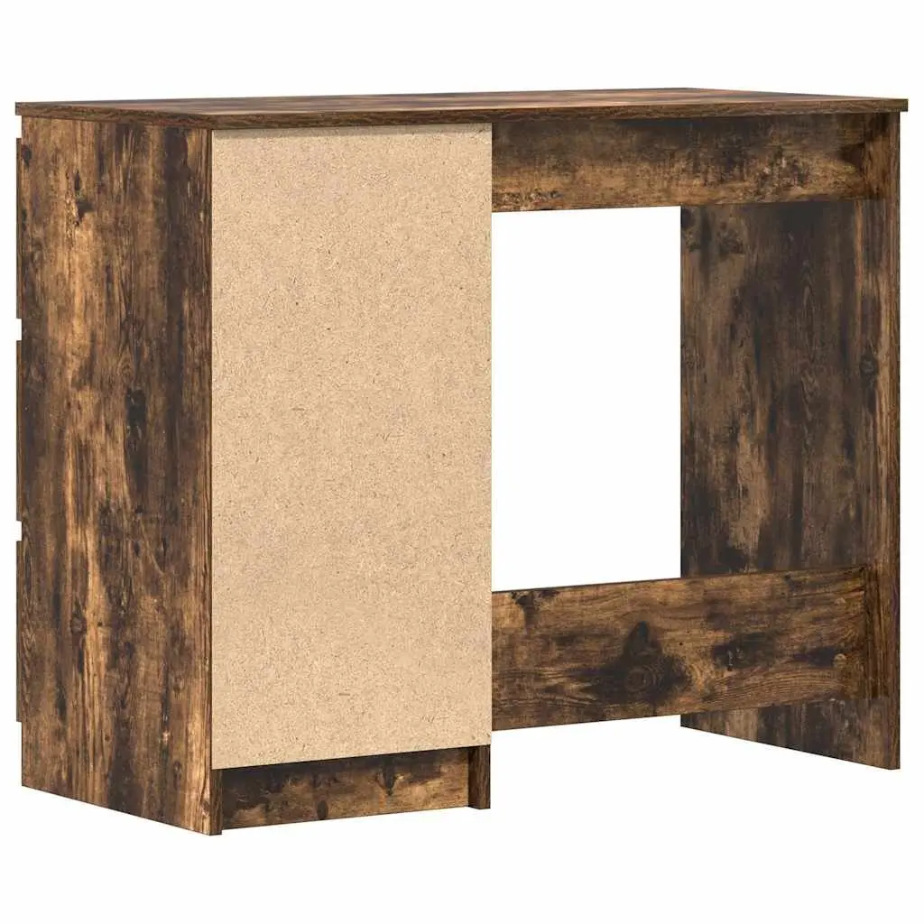 Brown Engineered Wood Office Desk with Storage