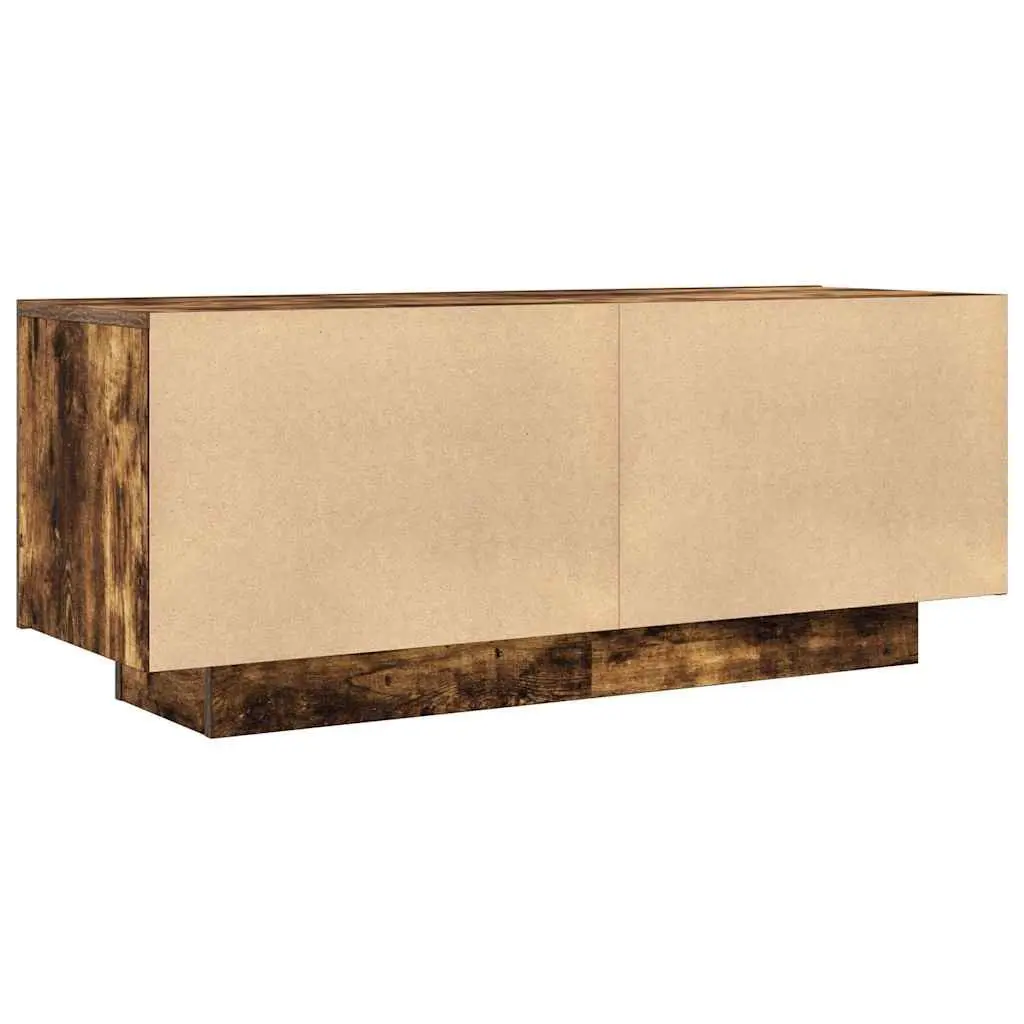 Engineered Wood Media Storage Unit Brown TV Cabinet with Doors and Compartments