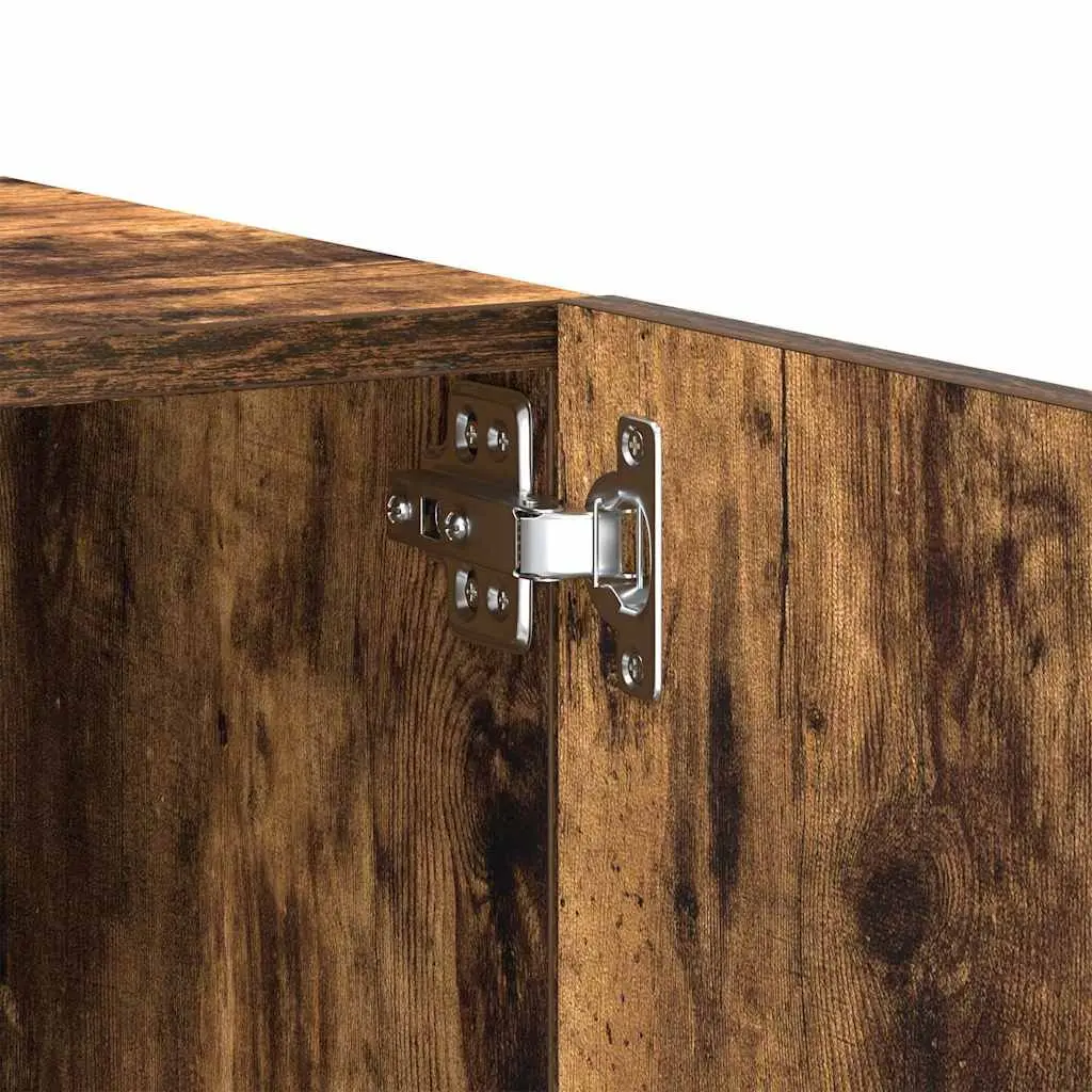 Engineered Wood Media Storage Unit Brown TV Cabinet with Doors and Compartments