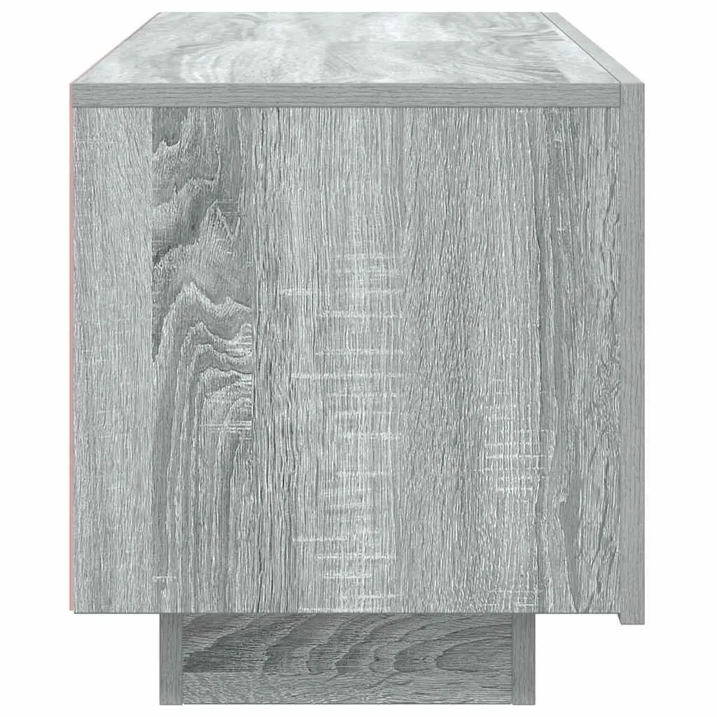 TV Cabinet Grey Engineered Wood Media Unit 100W x 35D x 40H cm Storage Compartments