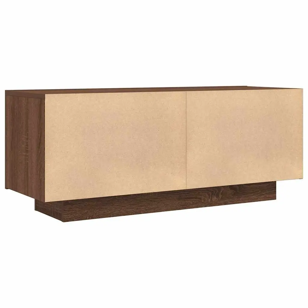 Brown Oak Engineered Wood TV Cabinet for Media Storage