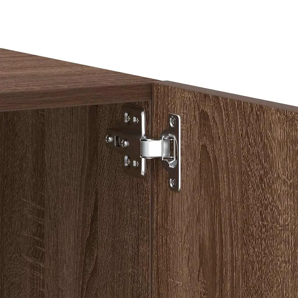 Brown Oak Engineered Wood TV Cabinet for Media Storage