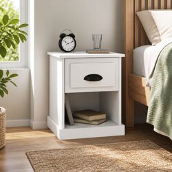 Stylish White Engineered Wood Bedside Cabinet