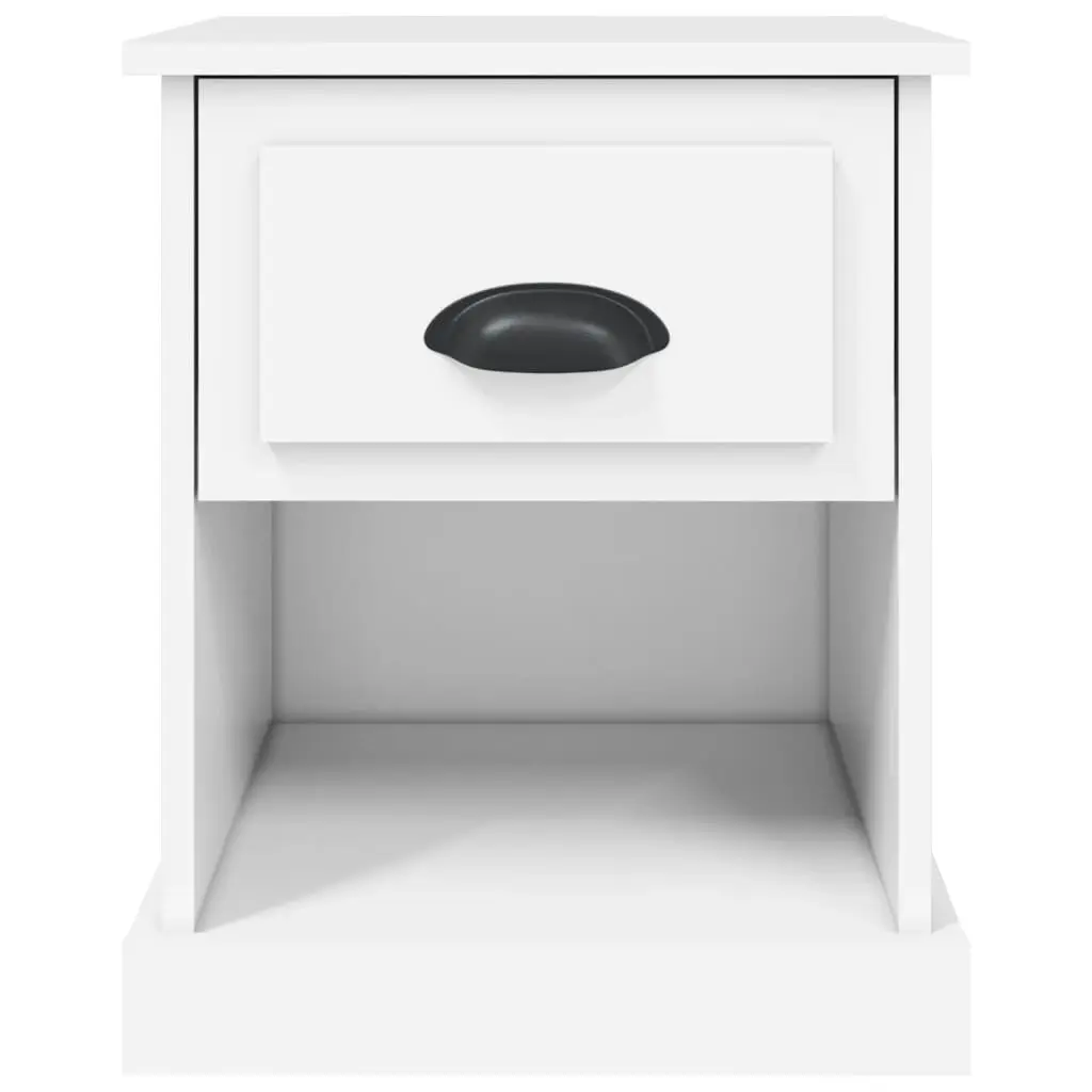 Engineered Wood Nightstand White Bedside Cabinet with Drawer and Open Compartment 39x39x47.5cm