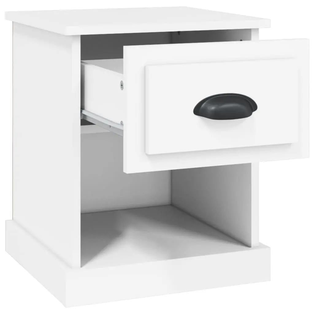 Bedside Cabinet White 39x39x47.5cm Engineered Wood Nightstand Storage Drawer 2 Piece