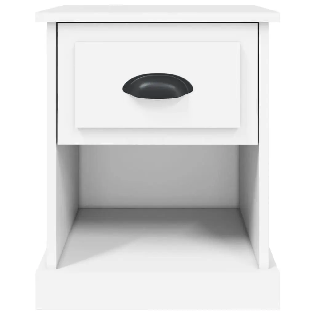 Bedside Cabinet White 39x39x47.5cm Engineered Wood Nightstand Storage Drawer 2 Piece