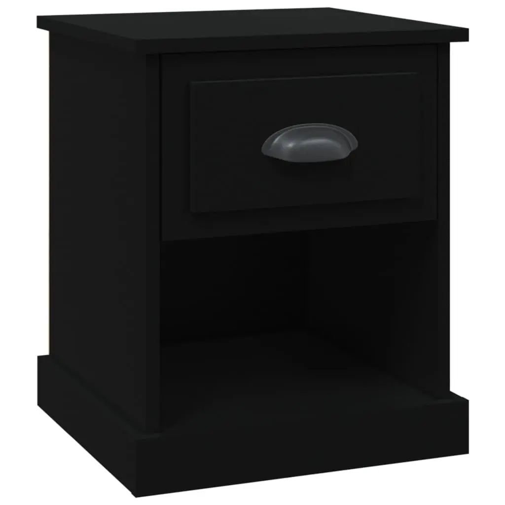 Bedside Cabinet Black 39x39x47.5 cm Engineered Wood Nightstand Storage Drawer