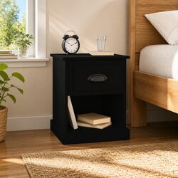 Black Bedside Cabinets Set of 2, 39x39x47.5 cm