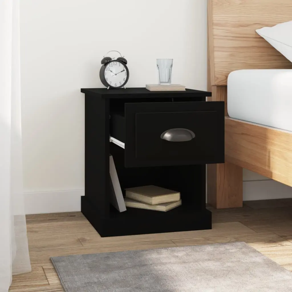 Bedside Cabinets Black 39x39x47.5 cm Engineered Wood Nightstand Storage 2 pcs