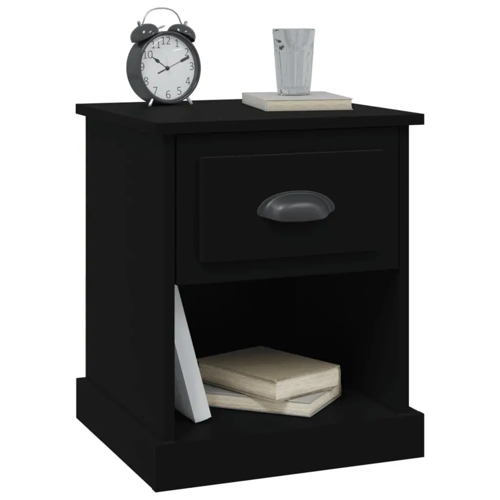Bedside Cabinets Black 39x39x47.5 cm Engineered Wood Nightstand Storage 2 pcs