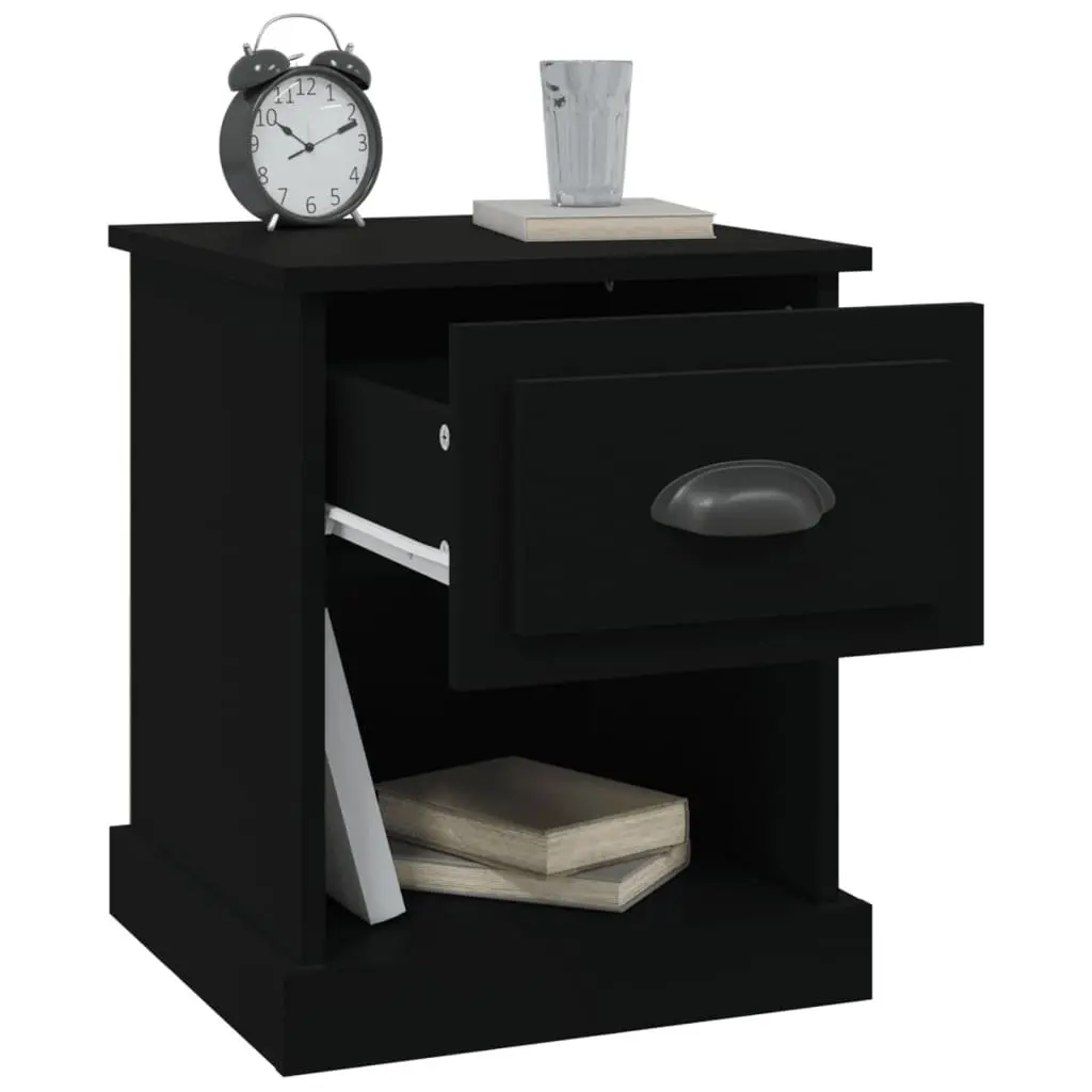 Bedside Cabinets Black 39x39x47.5 cm Engineered Wood Nightstand Storage 2 pcs