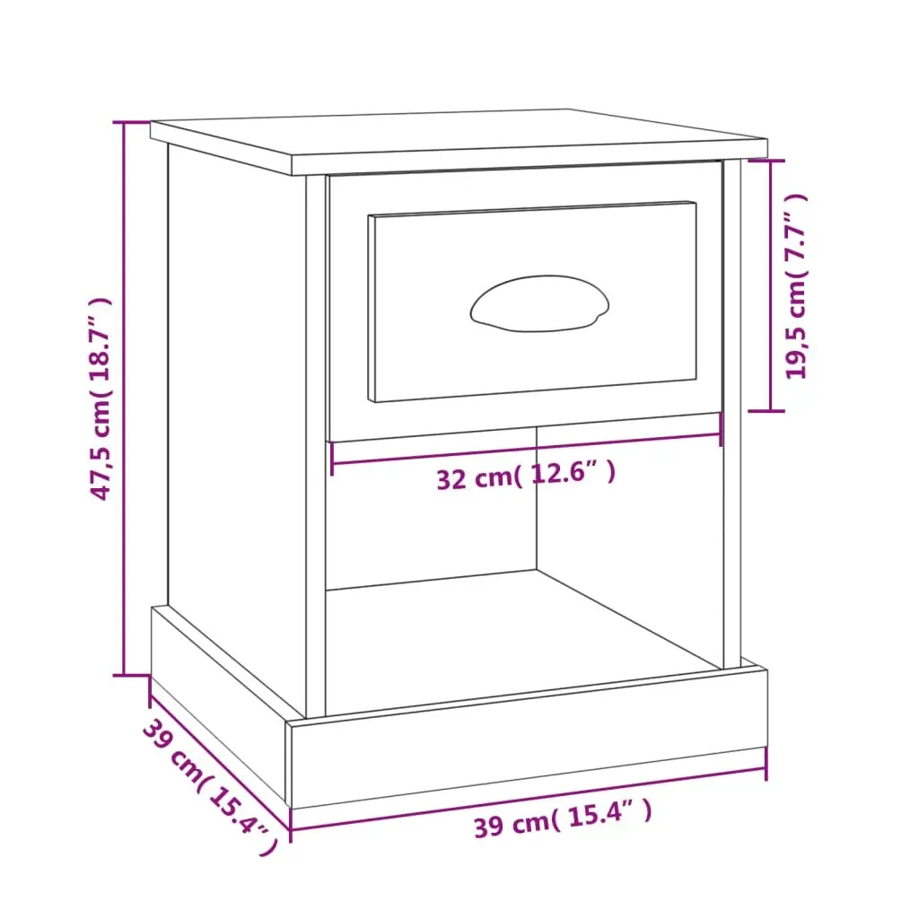 Bedside Cabinets Black 39x39x47.5 cm Engineered Wood Nightstand Storage 2 pcs