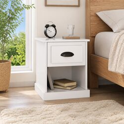 White Bedside Cabinet 39x39x47.5cm Engineered Wood